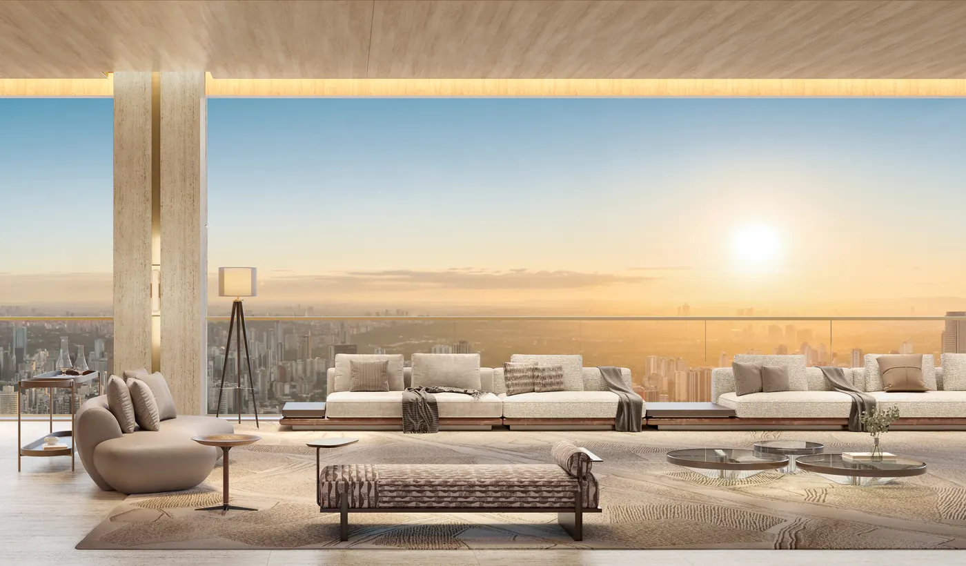 Living do apartamento de 365 m² — The One Oscar Freire